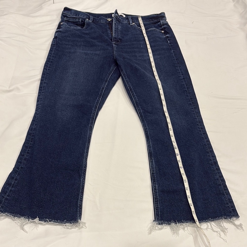 LOFT Blue Flare Wide Leg Jeans with Frayed Hem
